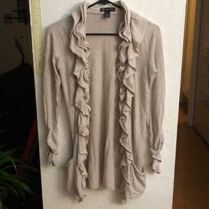 Cream cardigan with ruffles